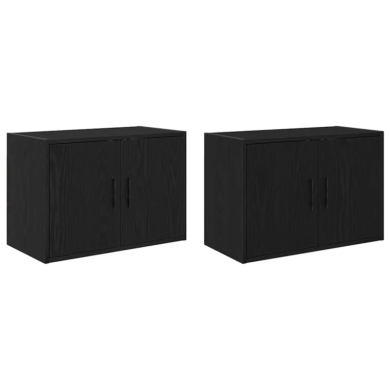 Lot de 2 armoires murales garage rangement outils 60 x 30 x 41 cm design moderne en bois d'ingénierie noir 02_0051438