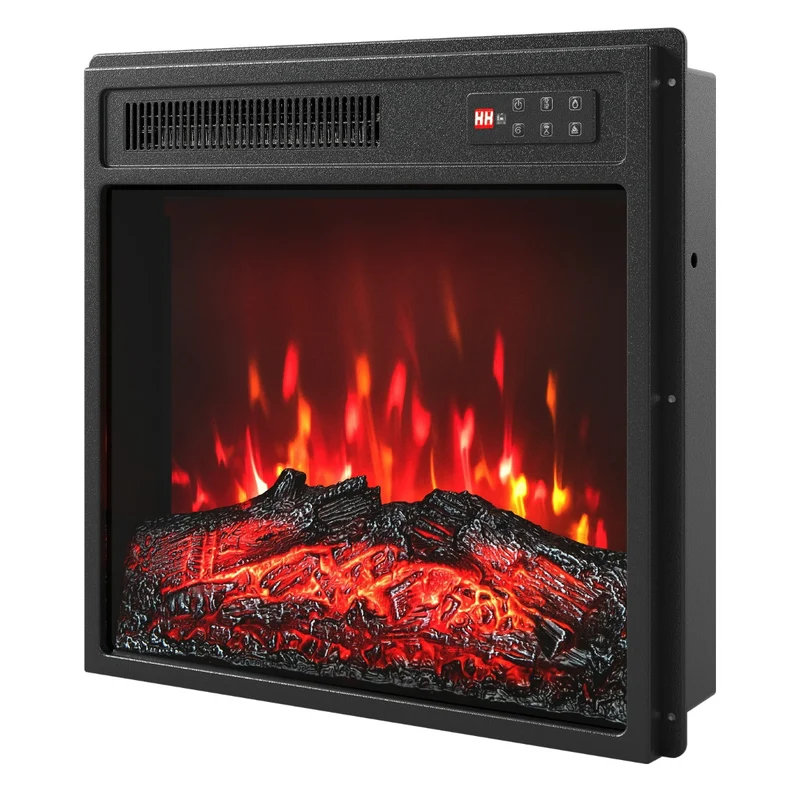 Insert de cheminée électrique 48,5 x 14 x 46 cm chauffage efficace ambiance cosy design contemporain en ABS noir 20_0018059
