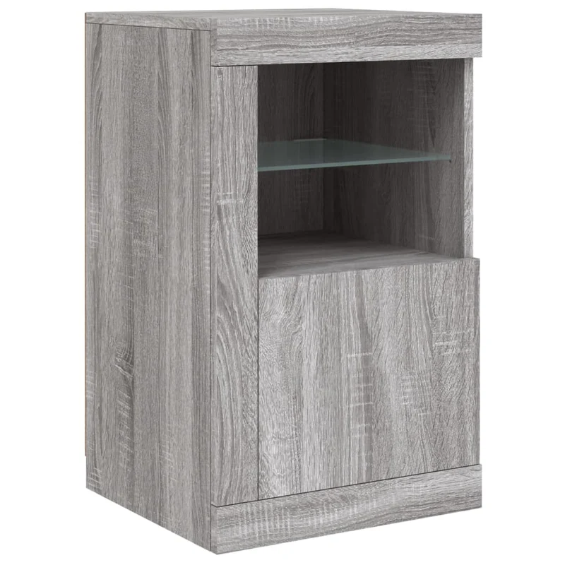 Buffet bahut commode armoire meuble de rangement organisateur cuisine salle de séjour salon avec lumières LED sonoma 163 x 37 x 67 cm gris 02_0030058