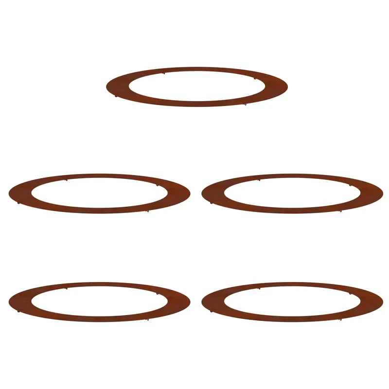 Lot de 5 anneaux d'arbre plats design moderne extérieur 120 x 120 cm protection racinaire en acier marron 02_0052353