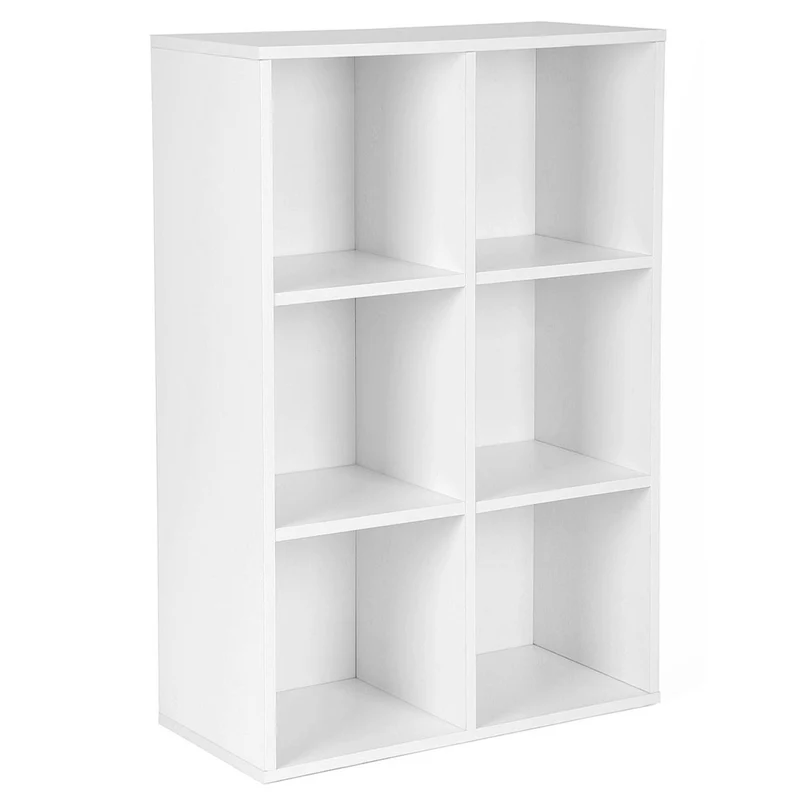 Meuble de rangement bibliothèque étagère de 6 casiers grande capacité pour salon chambre bureau 97,5 cm blanc 12_0002895