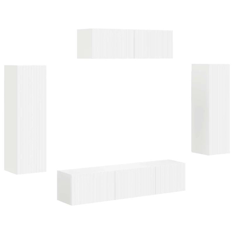 Meuble TV mural moderne modulable rangement spacieux 31 x 100 x 29,5 cm en bois blanc 02_0056208