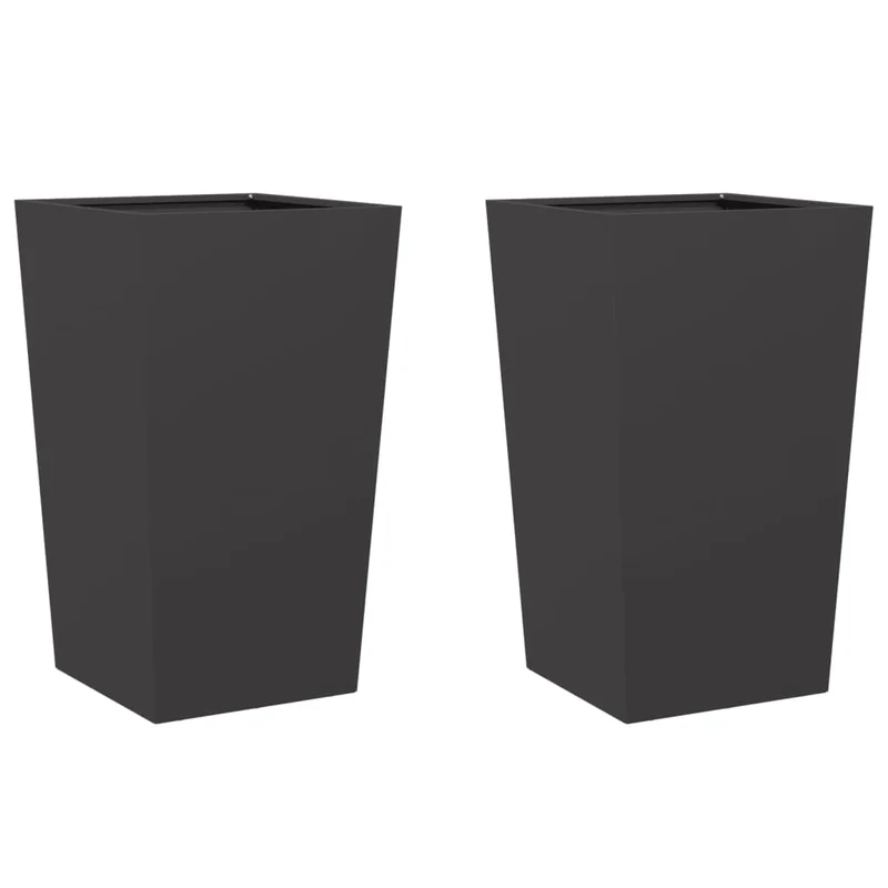 Jardinière bac lit surélevé plantes fleurs jardin terrasses lot de 2 45 x 45 x 75 cm acier noir 02_0038980