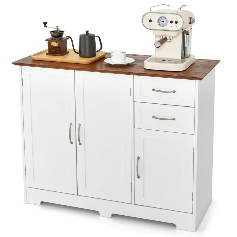 Buffet cuisine meuble bas 100 x 40 x 78 cm grand espace rangement épuré moderne en MDF blanc 20_0010795