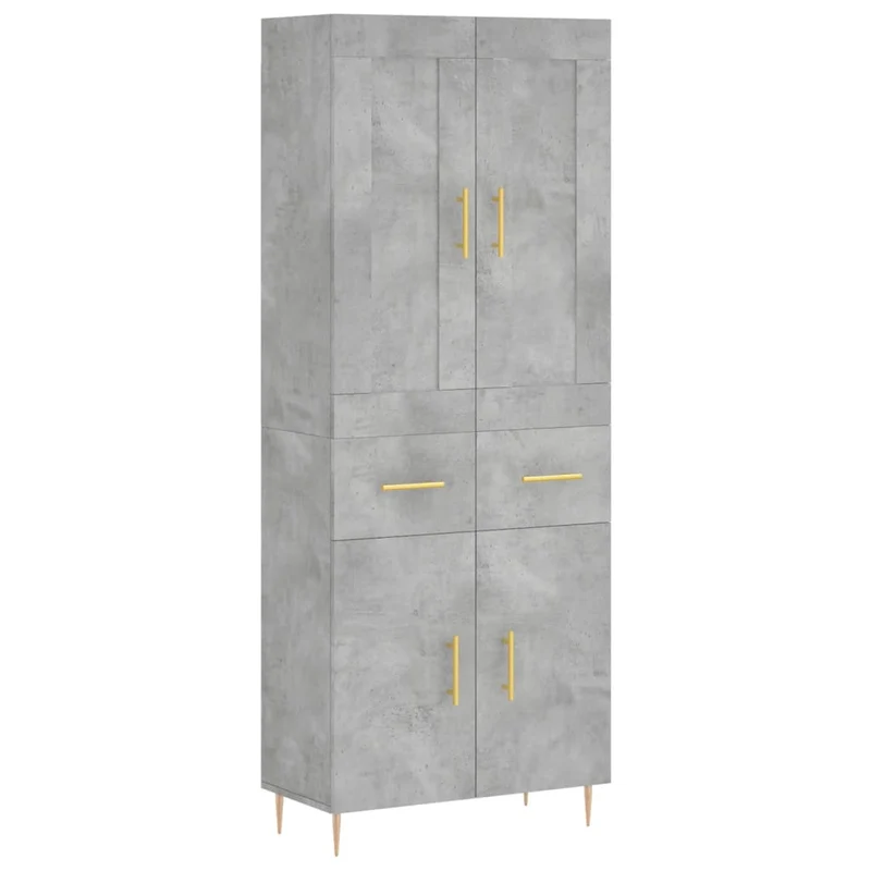 Buffet bahut commode armoire meuble de rangement organisateur cuisine salle de séjour salon haut 69,5 x 34 x 180 cm bois d'ingénierie gris 02_0034591