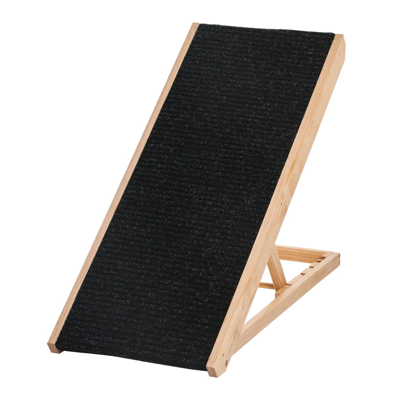 Rampe pour chien pliable accès canapé 90 x 40 x 61 cm hauteur réglable antidérapante épuré grands chiens en pin noir 21_0007417