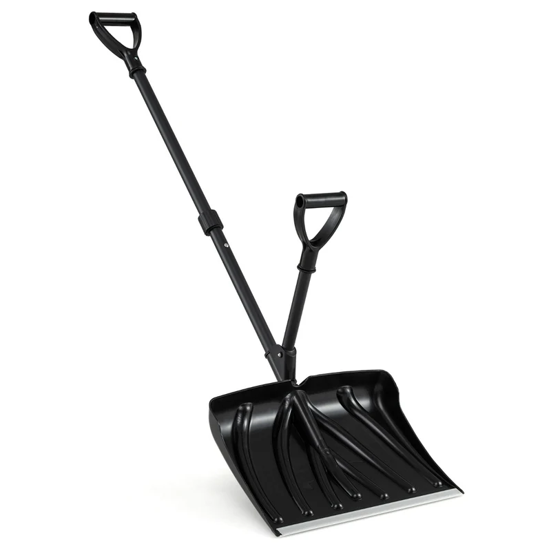 Pelle à neige déneigement léger 45 x 32,5 cm double poignée ergonomique compacte design moderne en aluminium noir 20_0018678