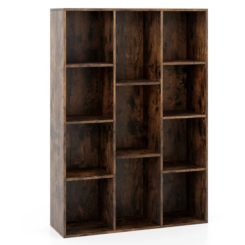 Bibliothèque moderne 74 x 24 x 106 cm lot de 11 cubes avec sécurité anti-basculement marron 20_0010679