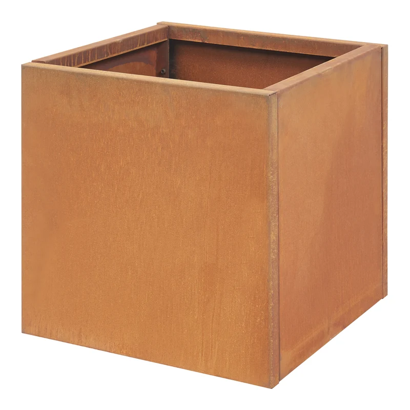 Bac à plantes jardinière acier corten 50 x 50 x 50 cm rouille 03_0008955