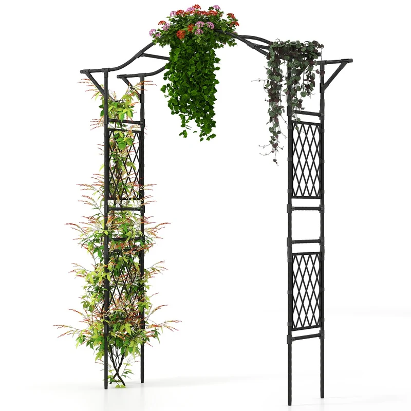 Arche de jardin treillis 170 x 39 x 210 cm soutien pour plantes grimpantes design élégant en métal noir 20_0010190