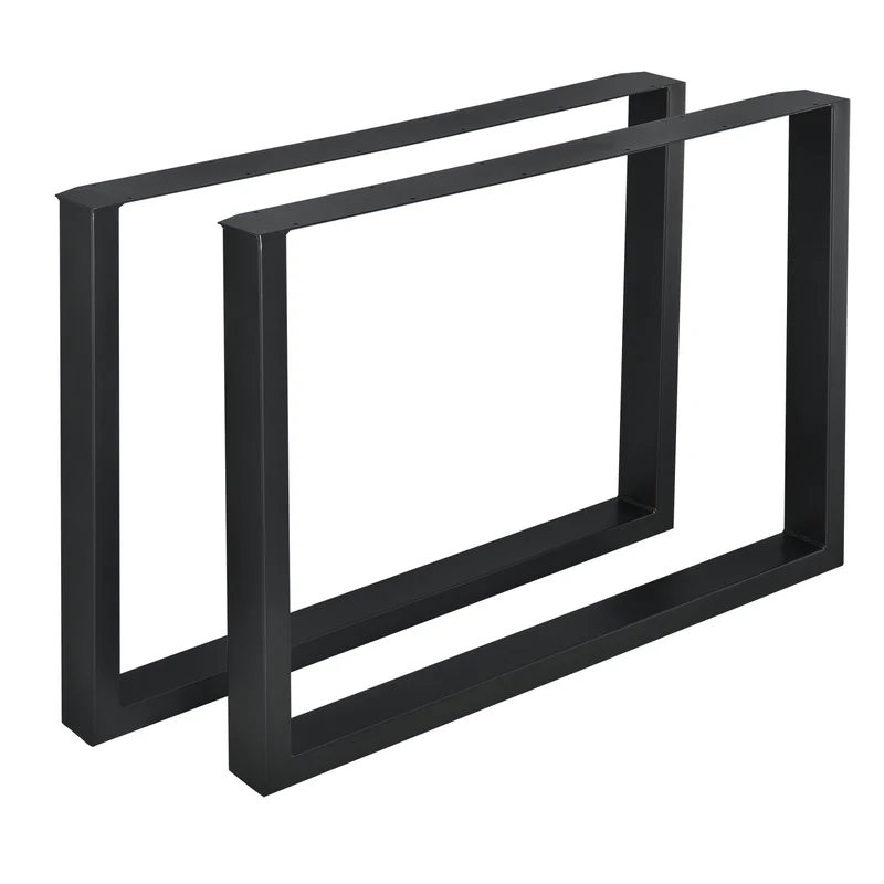 Lot de 2 pieds de table de meuble rectangulaire métal 100 cm noir 03_0003667