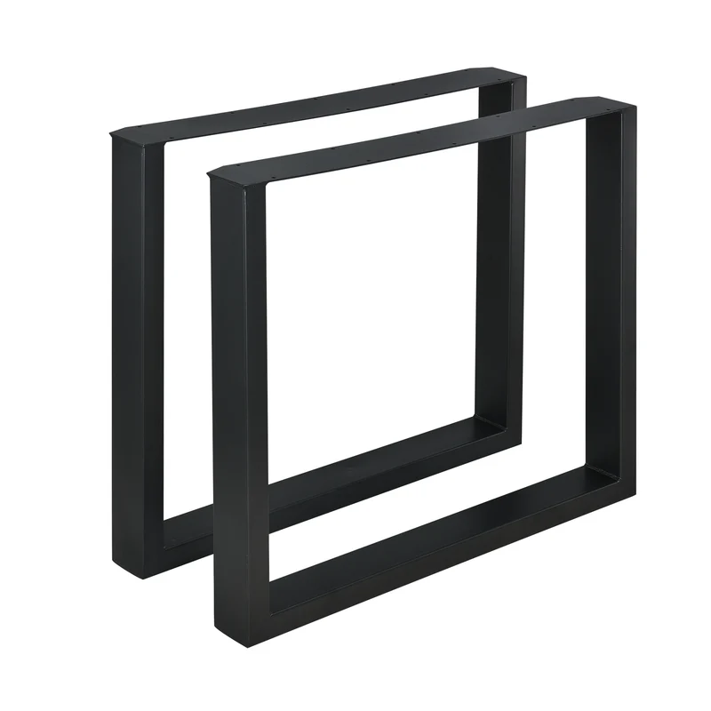 Lot de 2 pieds de table salle à manger meuble rectangulaire métal 80 x 72 cm noir 03_0003670