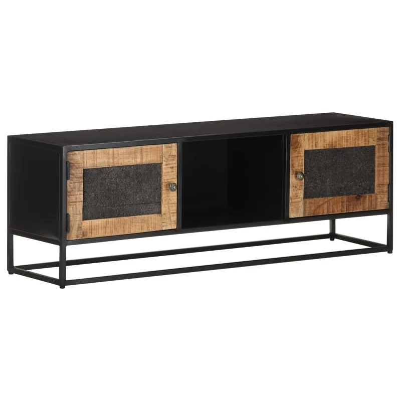 Meuble TV multimédia étagère télévision buffet téléviseur salle à manger salon chambre 120 x 30 x 40 cm bois de manguier brut brun 02_0025819