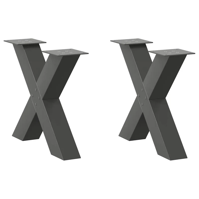 Lot de 2 pieds de table basse en forme de X 50 x 42 cm robustes et modernes en acier anthracite 02_0057230