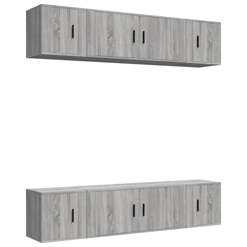 Ensemble de meubles armoire buffet TV télévision salon chambre séjour 6 pièces sonoma bois d'ingénierie gris 02_0025139