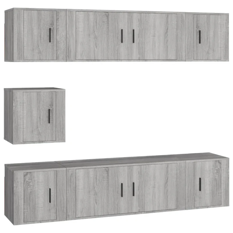 Ensemble de meubles armoire buffet TV télévision salon chambre séjour 7 pièces sonoma bois d'ingénierie gris 02_0025214