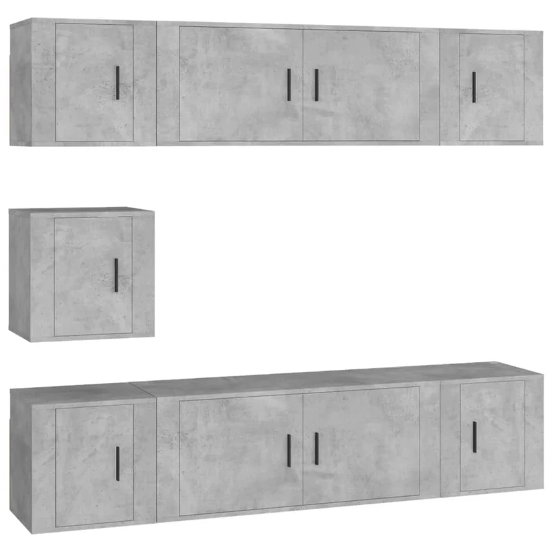 Ensemble de meubles armoire buffet TV télévision salon chambre séjour 7 pièces bois d'ingénierie gris 02_0025169