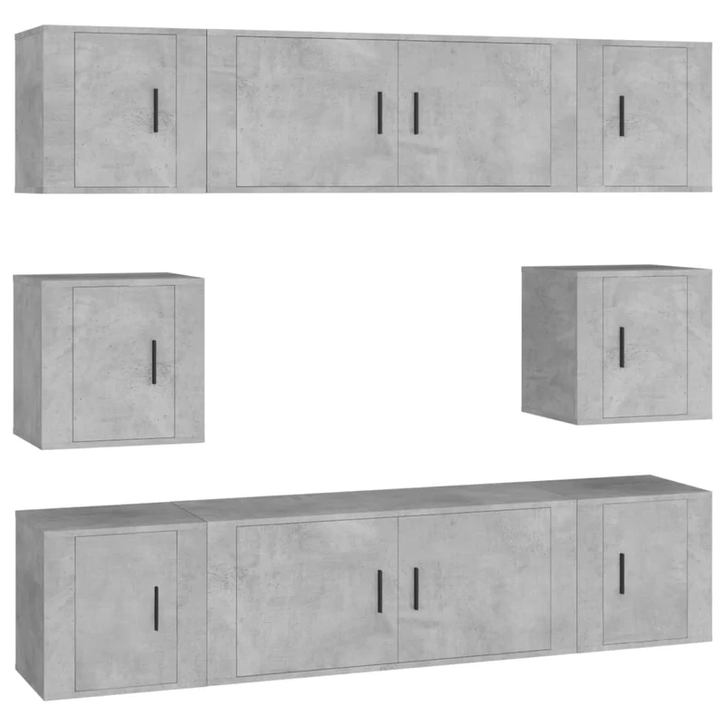 Ensemble de meubles armoire buffet TV télévision salon chambre séjour 8 pièces bois d'ingénierie gris 02_0025244