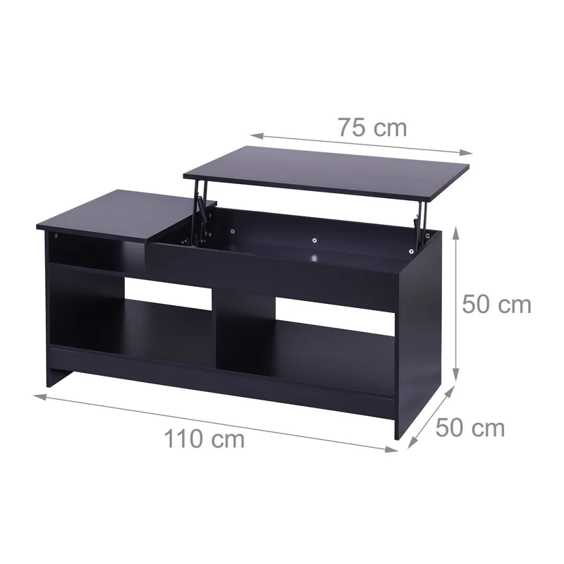 Table basse pliable moderne multifonctionnelle 50 x 110 x 50 cm avec rangement pratique en bois blanc 13_0017977