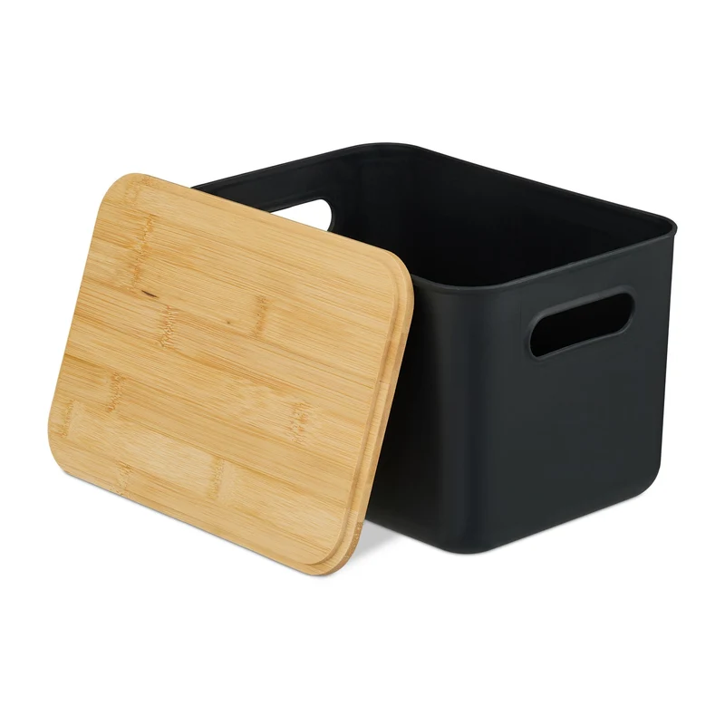 Lot de 2 bacs de rangement pratique empilables salle de bain bureau 16 x 26 x 17,5 cm en plastique naturel 13_0016851