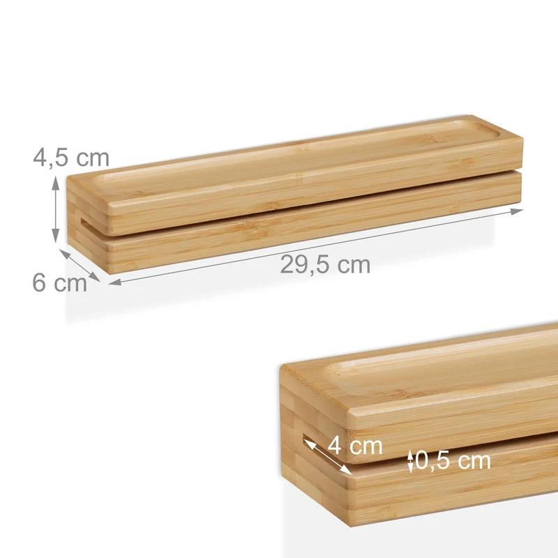 Porte-clés flottant avec étagère pratique rangement mural 30 x 10 x 7 cm en bambou naturel 13_0016579