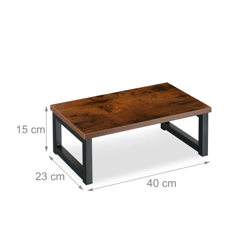 Support écran PC pratique ergonomique 15 x 55 x 23 cm design industriel en MDF noir 13_0013824
