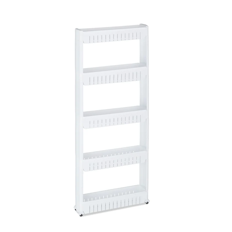 Chariot de rangement à roulettes étagère cuisine 131 x 12,5 x 54 cm design moderne ergonomique en plastique blanc 13_0010085