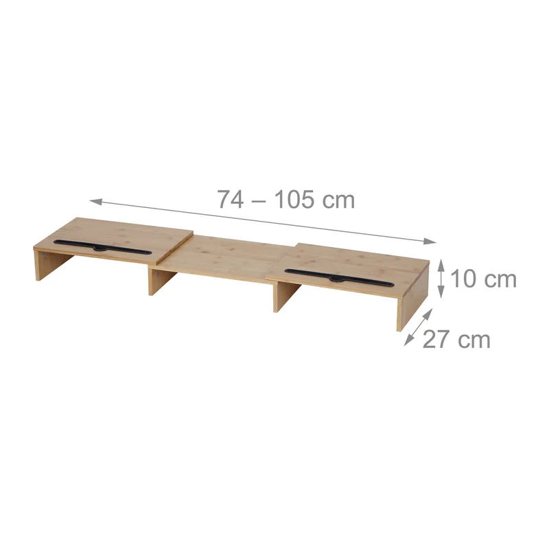 Support pour deux écrans ergonomique réglable bureau 90 x 27 x 10 cm en bambou naturel 13_0017750