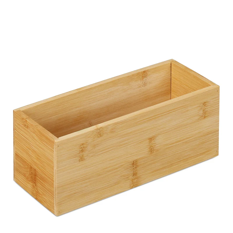 Boîte de rangement multi-usages design épuré 30 x 20 x 15 cm en bambou naturel 13_0011378
