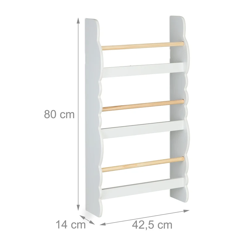 Étagère mural nuage chambre enfant 90 x 30 x 20 cm visibilité optimale design original en bois blanc 13_0016468