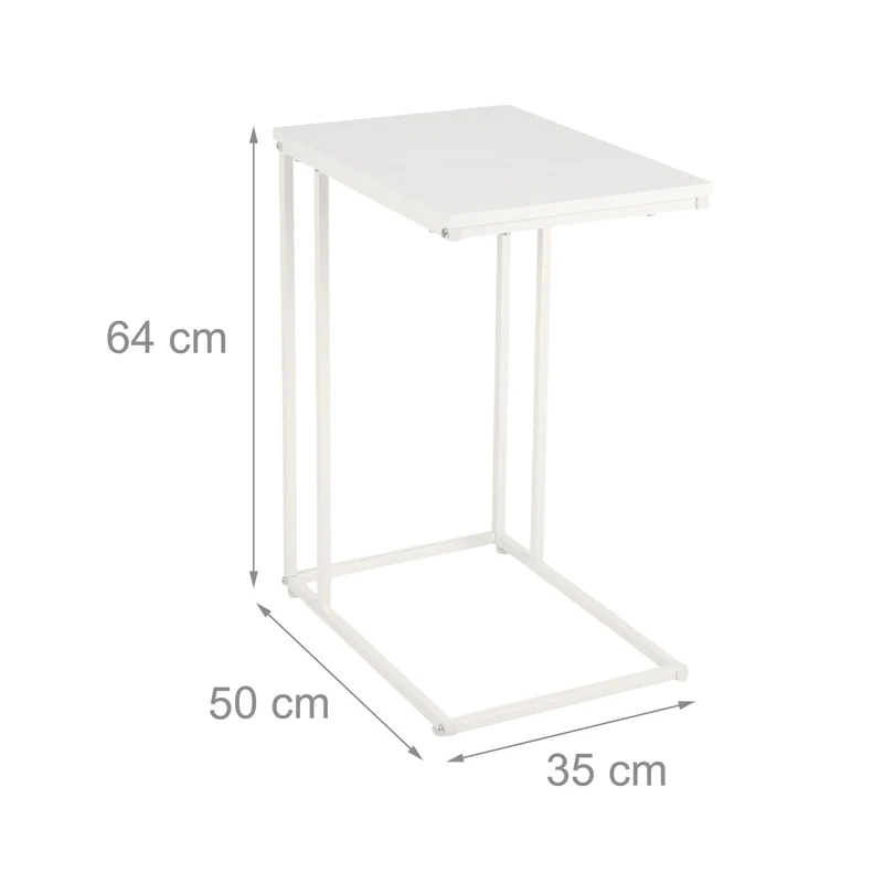 Table d'appoint forme en C rangement pratique salon chambre 60 x 40 x 40 cm en MDF marron 13_0017812