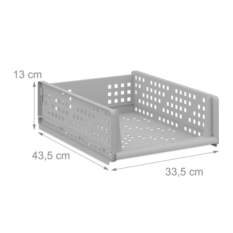 Lot de 3 bacs de rangement empilables pratiques pour vêtements salle de bain 13 x 33,5 x 43,5 cm en plastique blanc 13_0016316
