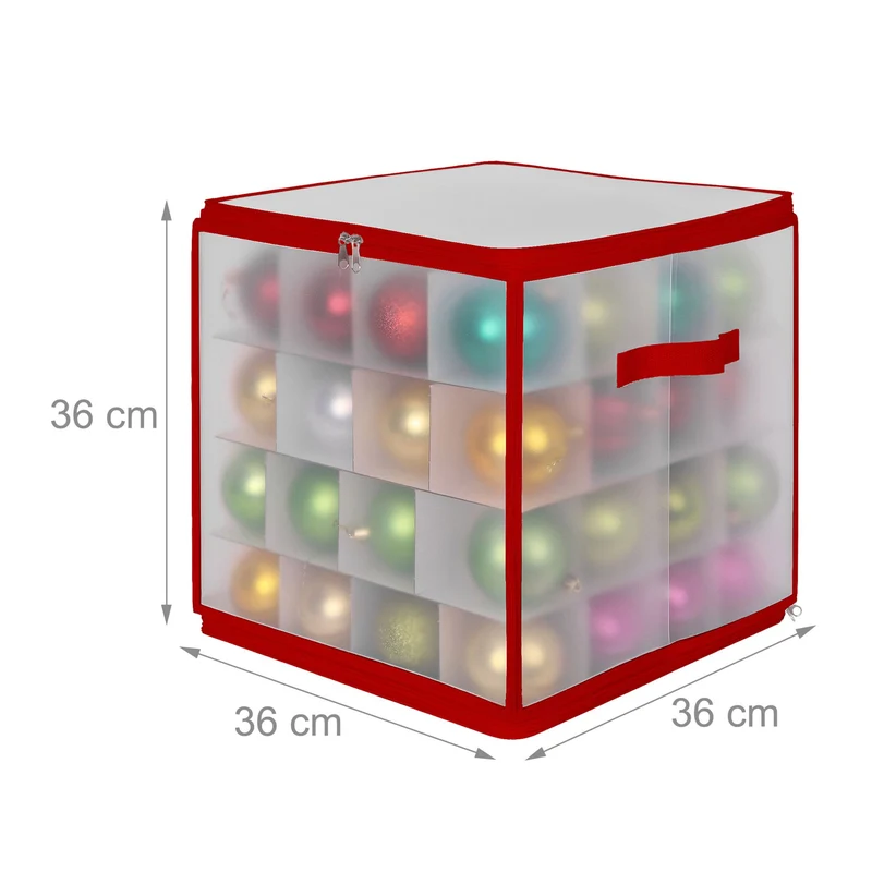 Boîte de rangement pour décorations de Noël pratique compartiments ajustables 36 x 36 x 36 cm en plastique transparent 13_0017994
