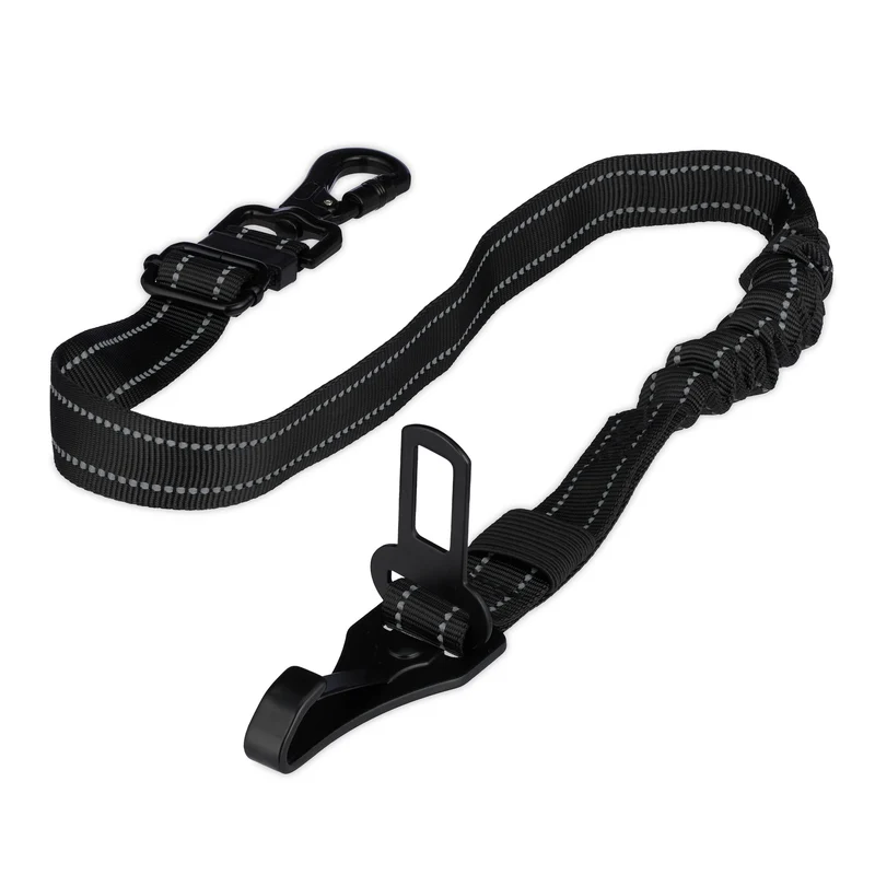 Ceinture de sécurité réglable pour chien voiture amortisseur confort ajustable 85 x 5 cm en nylon noir 13_0017008
