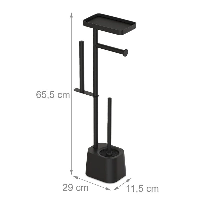 Serviteur WC décoratif pratique salle de bain 65 x 29 x 11,5 cm en fer noir 13_0017370