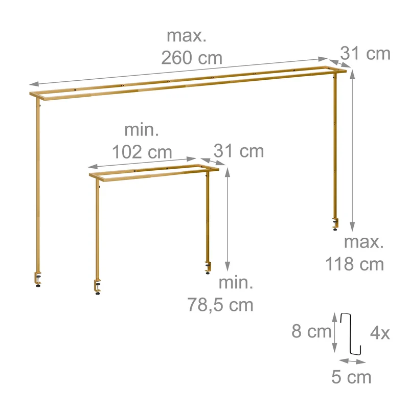 Arceau extensible décoratif pour table ajustable 78,5 x 260 x 31 cm en métal noir 13_0017256