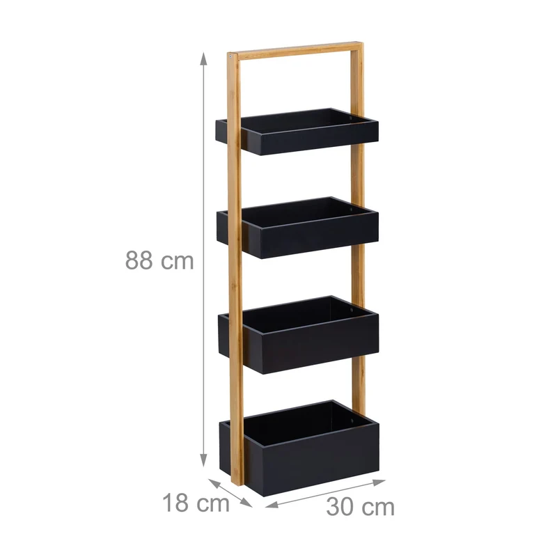 Étagère de salle de bain compacte 4 compartiments rangement cosmétiques cuisine 60 x 30 x 80 cm en bambou naturel 13_0015141