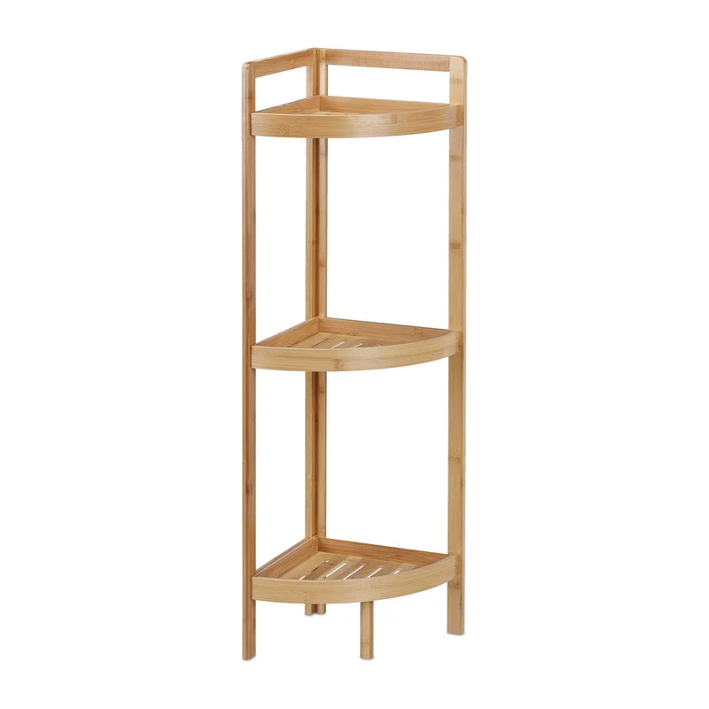 Étagère de coin en bambou naturel 3 niveaux rangement salle de bain cuisine design moderne ambiance cosy 13_0011940