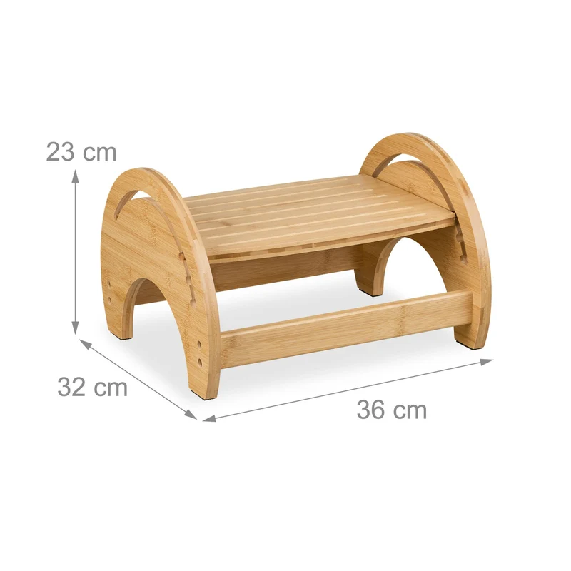 Tabouret pour salle de bain ergonomique réglable 35 x 25 x 25 cm en bois blanc 13_0016587