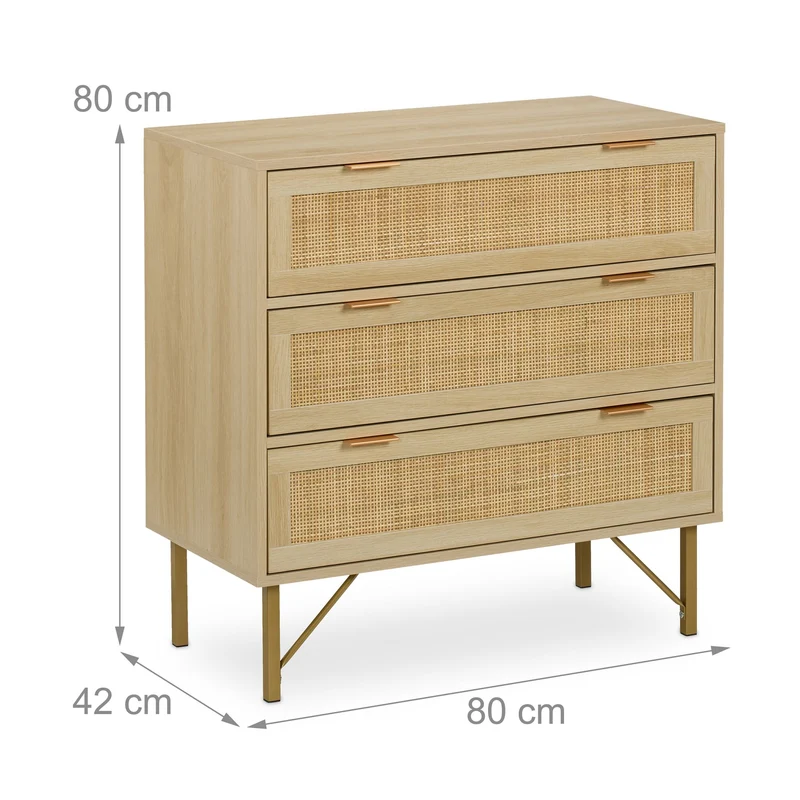 Commode polyvalente 3 tiroirs pratique chambre salon entrée 80 x 40 x 80 cm en bois blanc 13_0016524