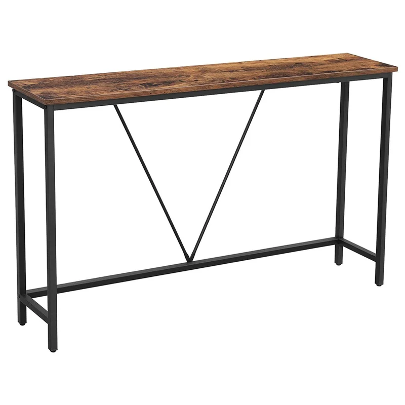 Table console structure stable en acier pour entrée salon chambre à coucher style industriel marron vintage et noir bois d'ingénierie 120 x 23 x 74 cm marron 12_0002709