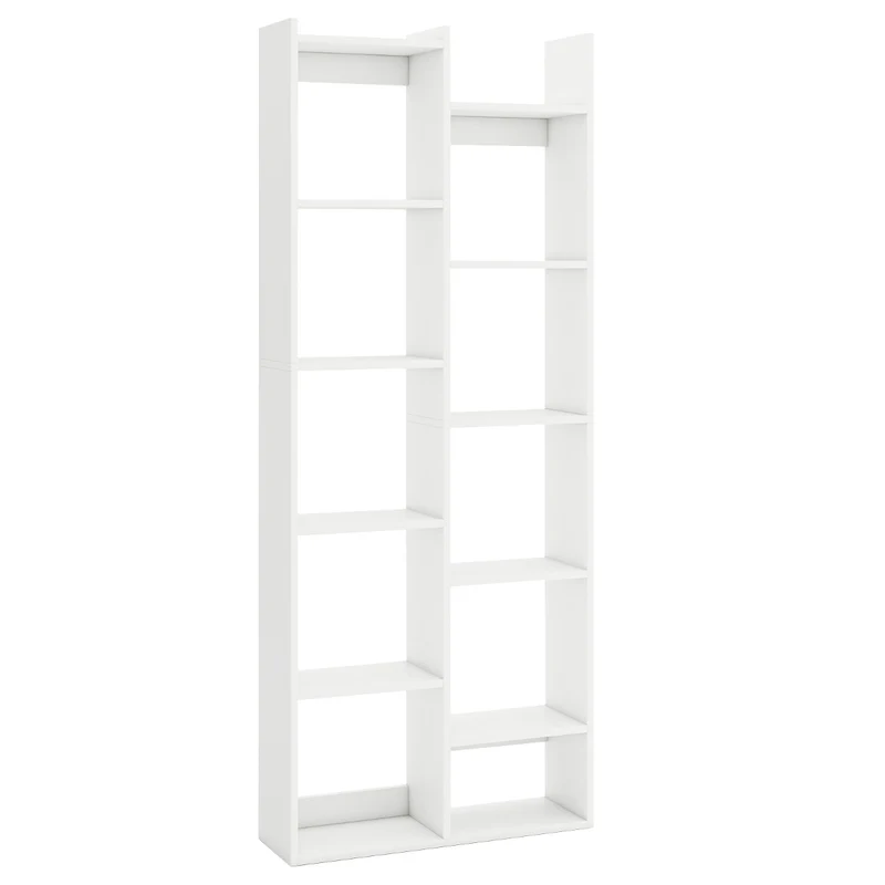 Bibliothèque étagère en forme d'arbre 65 x 20 x 162 cm rangement expansif design moderne en bois blanc 20_0010748
