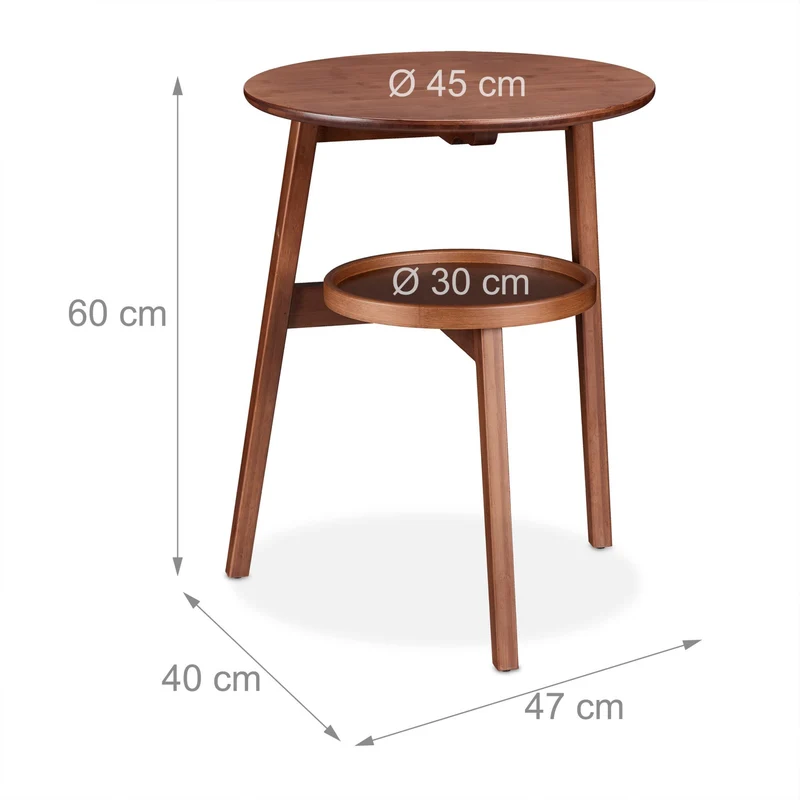 Table d'appoint rectangulaire espace salon chambre 60 x 40 x 50 cm 2 niveaux robustes en bois de noyer marron 13_0016280