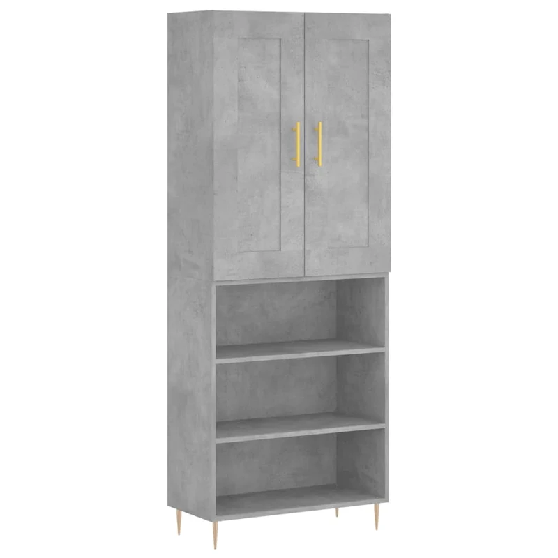Buffet bahut commode armoire meuble de rangement organisateur cuisine salle de séjour salon haut 69,5 x 34 x 180 cm bois d'ingénierie gris 02_0034548