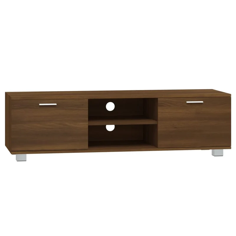 Meuble TV multimédia étagère télévision buffet téléviseur salle à manger salon chambre chêne 140 x 40,5 x 35 cm bois d'ingénierie brun 02_0027168