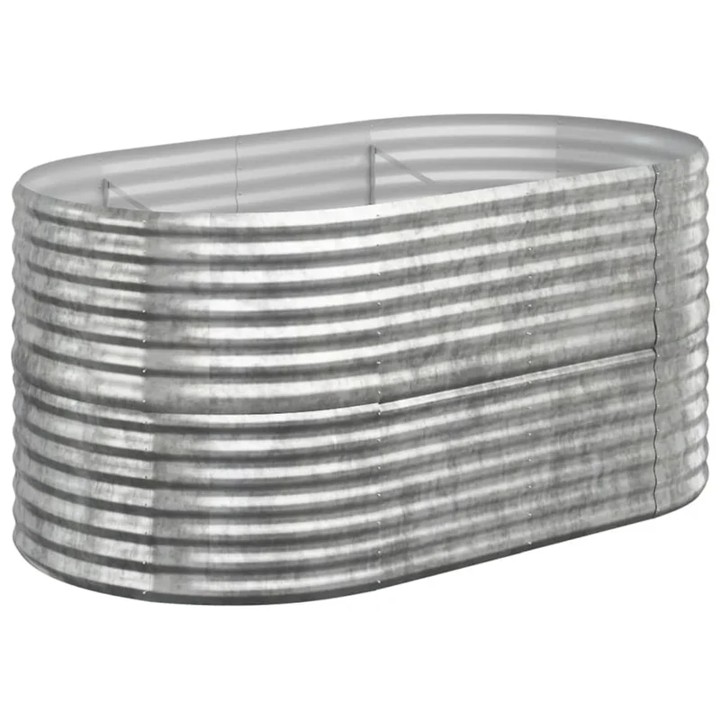Jardinière bac lit surélevé plantes fleurs terrasse jardin de jardin acier enduit de poudre argenté Argent 02_0039689