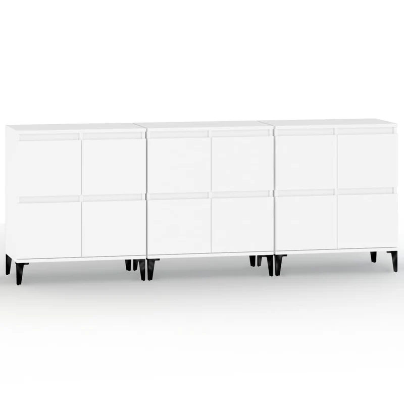 Buffet bahut commode armoire meuble de rangement organisateur cuisine salle de séjour salons 3 pcs 60 x 35 x 70 cm bois d'ingénierie blanc 02_0036991