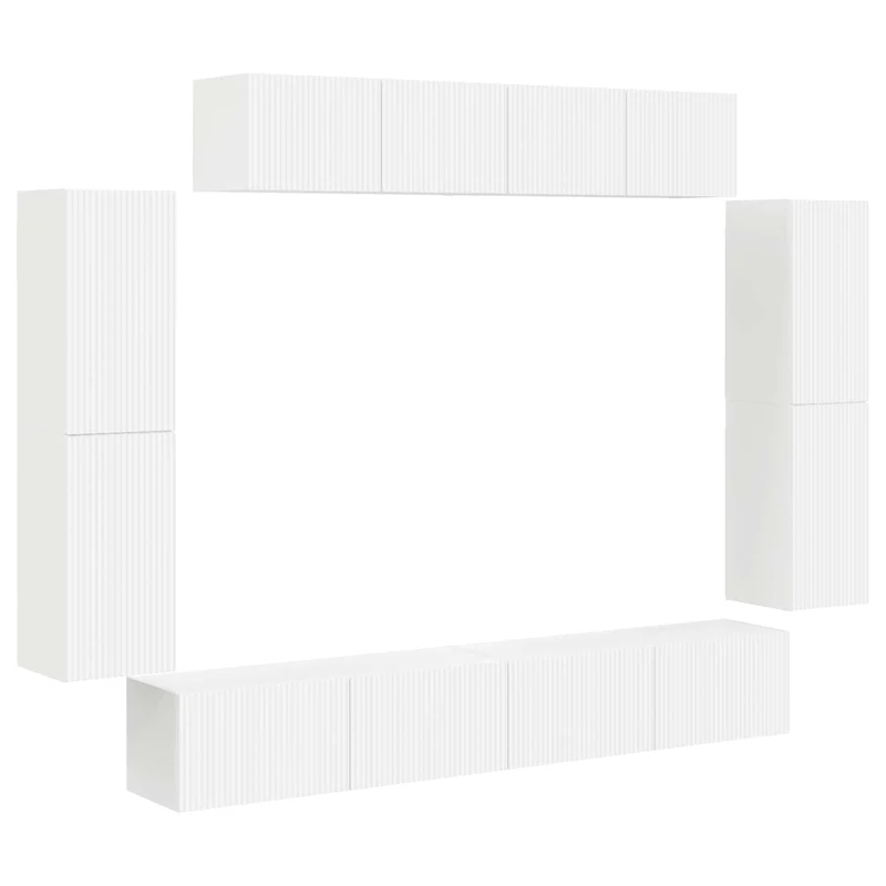 Meuble TV mural moderne modulable rangement généreux 98 x 31 x 29,5 cm en bois blanc 02_0056199