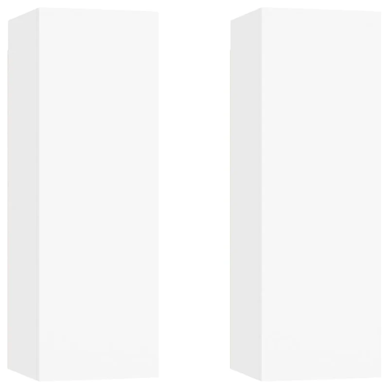 Meubles TV multimédia étagère télévision buffet téléviseur salle à manger salon chambre 2 pièces 30,5 x 30 x 90 cm bois d’ingénierie blanc 02_0028533