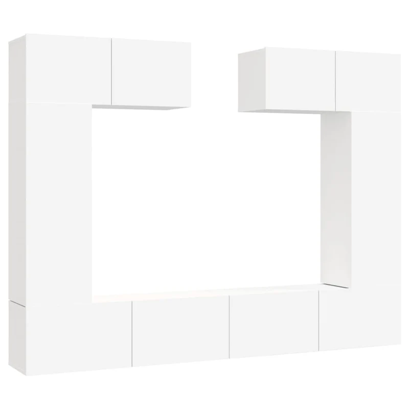 Ensemble de meubles armoire buffet TV télévision salon chambre séjour 6 pièces bois d'ingénierie blanc 02_0025014